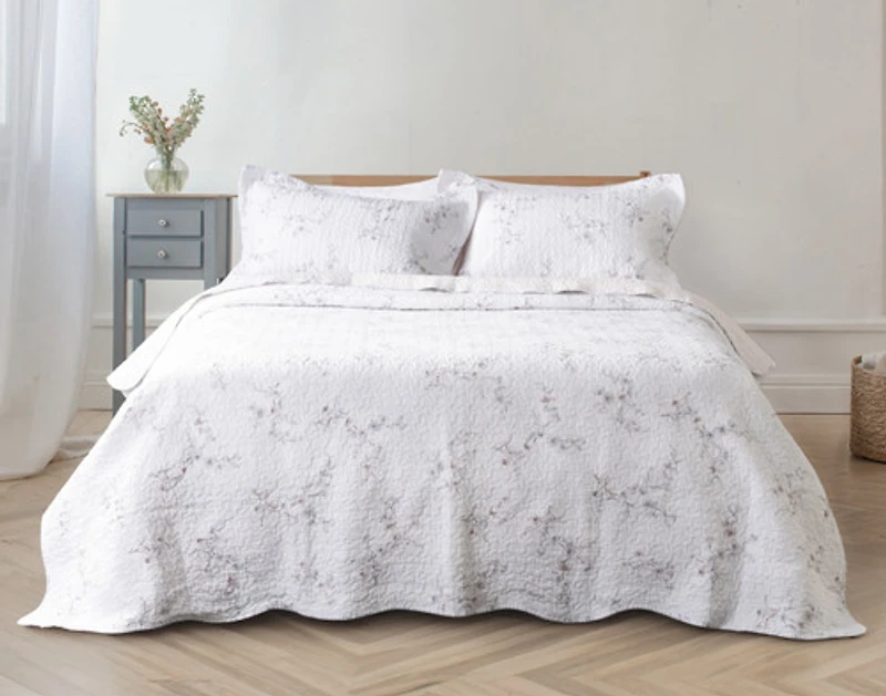 Blossom Cotton Quilt Set, Floral, Pink,