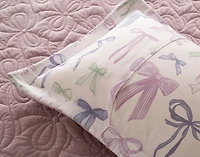 Bowknots Velvet Quilt Set, Geometric, Purple,