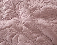 Bowknots Velvet Quilt Set, Geometric, Purple,