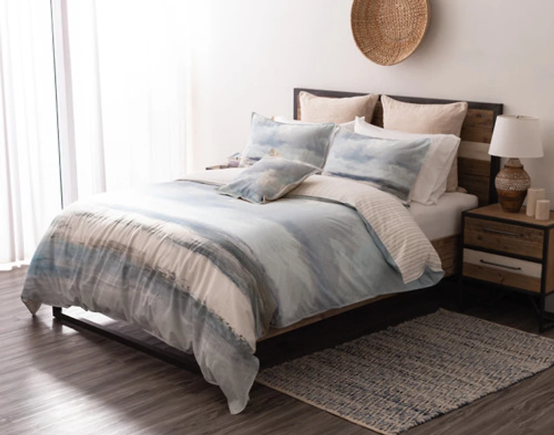 Windswept Duvet Cover, Cotton, TENCEL Lyocell, Scenic, Blue,