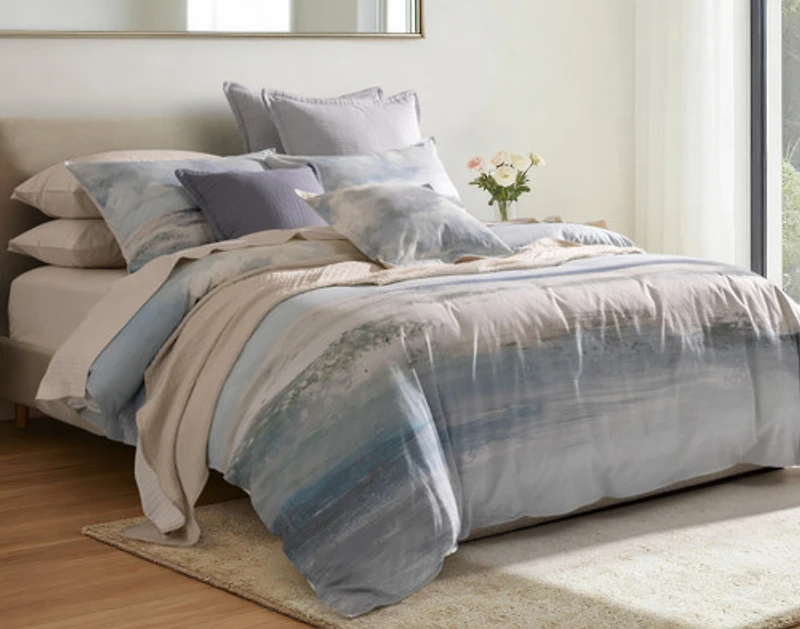 Windswept Duvet Cover, Cotton, TENCEL Lyocell, Scenic, Blue,