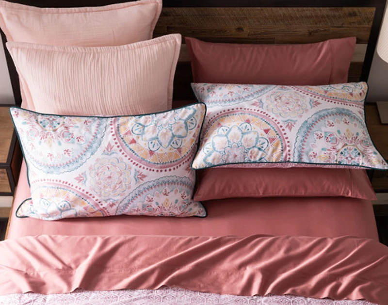 Mandira Duvet Cover, Cotton Set, Geometric, Pink,