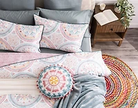 Mandira Duvet Cover, Cotton Set, Geometric, Pink,