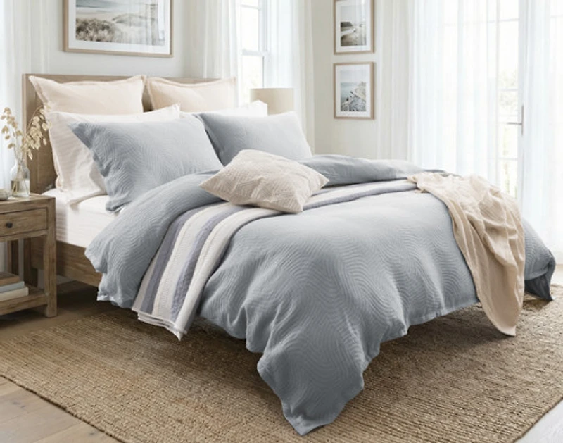 Cielo Duvet Cover, TENCEL Lyocell Set, Geometric, Blue,