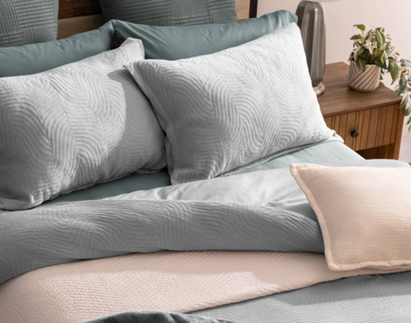Cielo Duvet Cover, TENCEL Lyocell Set, Geometric, Blue,
