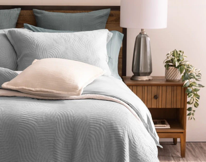Cielo Duvet Cover, TENCEL Lyocell Set, Geometric, Blue,
