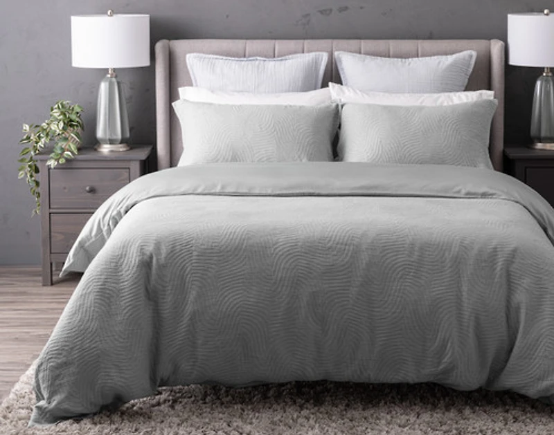 Cielo Duvet Cover, TENCEL Lyocell Set, Geometric, Blue,
