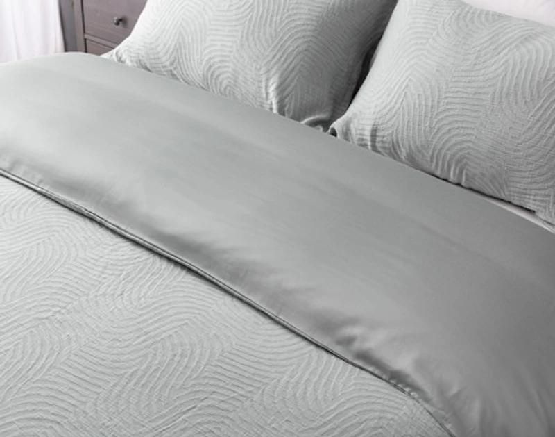 Cielo Duvet Cover, TENCEL Lyocell Set, Geometric, Blue,