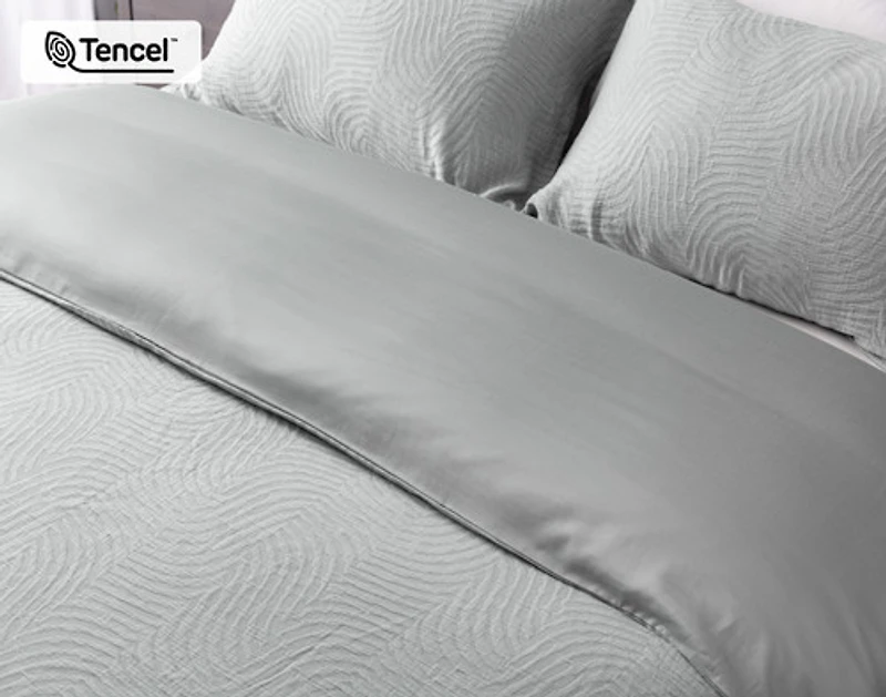 Cielo Duvet Cover, TENCEL Lyocell Set, Geometric, Blue,