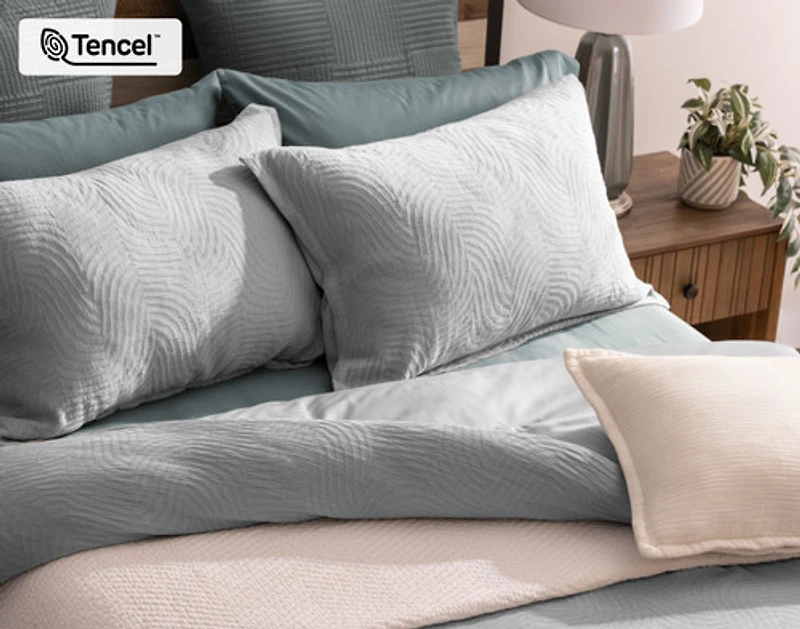 Cielo Duvet Cover, TENCEL Lyocell Set, Geometric, Blue,
