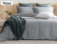 Cielo Duvet Cover, TENCEL Lyocell Set, Geometric, Blue,