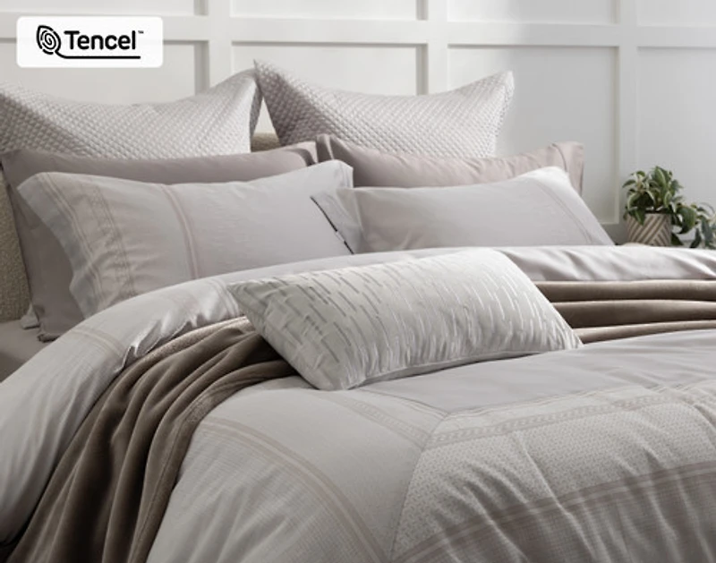 Renley Duvet Cover, TENCEL Lyocell, Geometric, Grey,