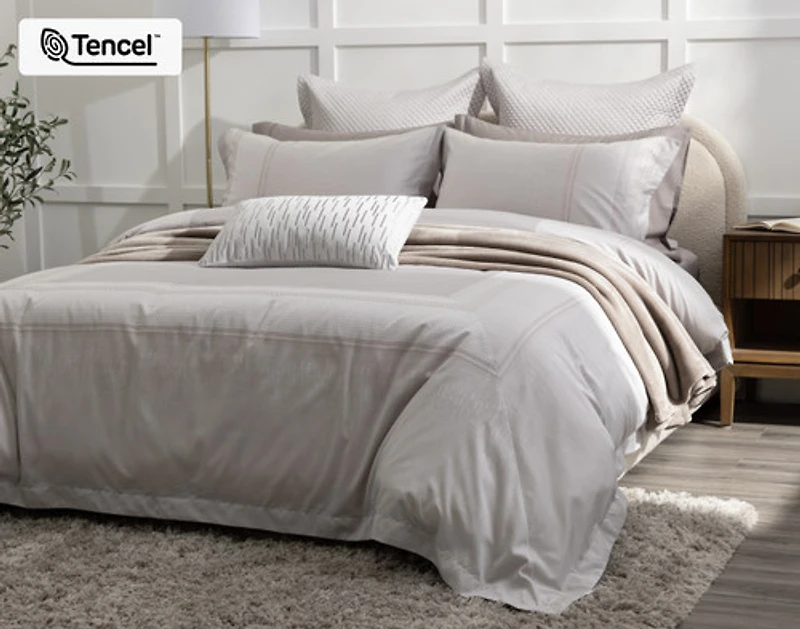 Renley Duvet Cover, TENCEL Lyocell, Geometric, Grey,