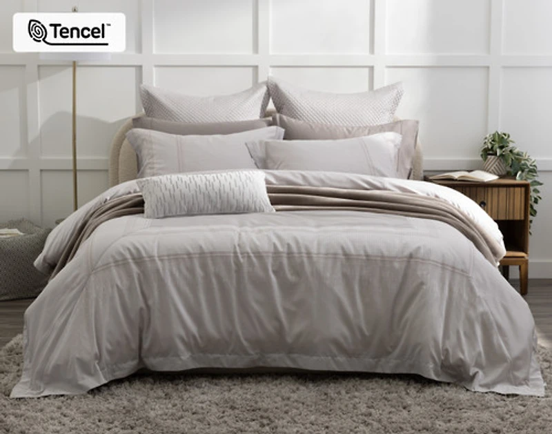 Renley Duvet Cover, TENCEL Lyocell, Geometric, Grey,