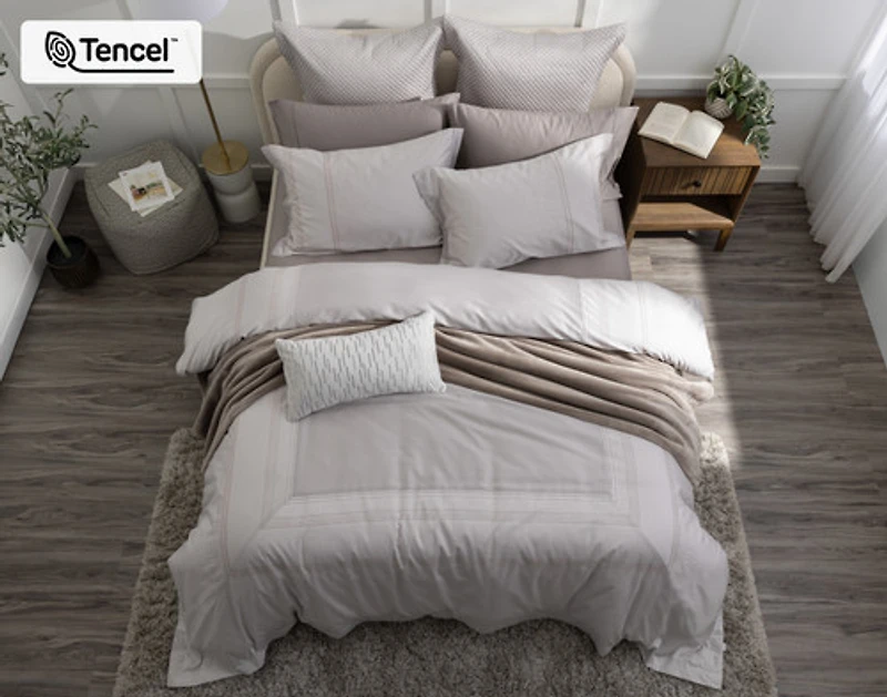 Renley Duvet Cover, TENCEL Lyocell, Geometric, Grey,