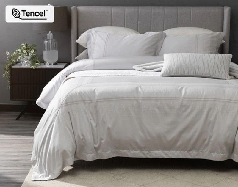 Renley Duvet Cover, TENCEL Lyocell, Geometric, Grey,