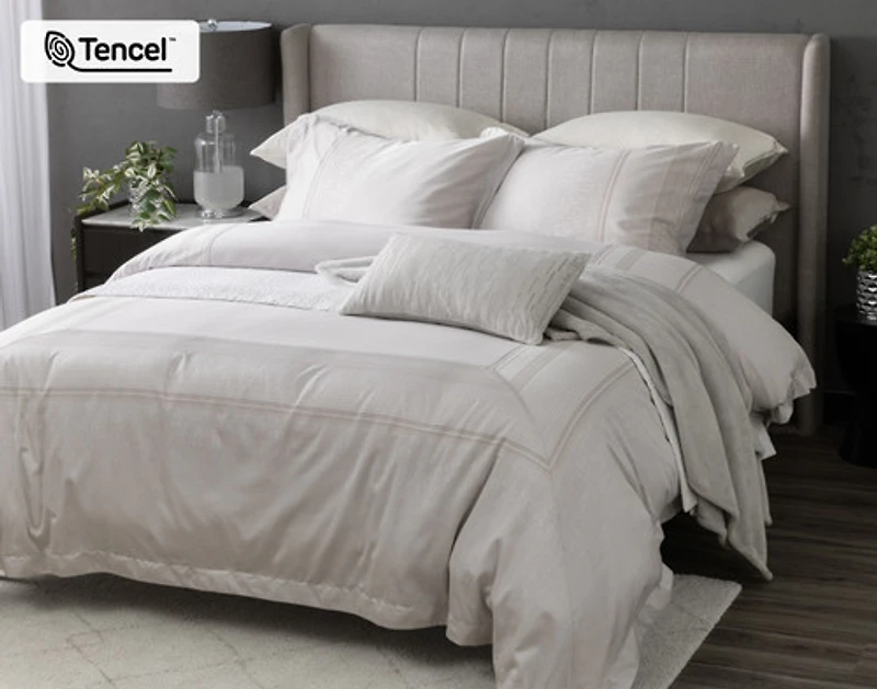 Renley Duvet Cover, TENCEL Lyocell, Geometric, Grey,