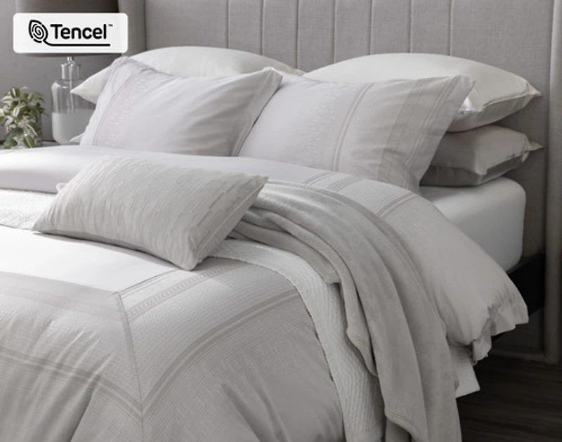 Renley Duvet Cover, TENCEL Lyocell, Geometric, Grey,