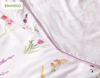 Delicata Duvet Cover, Cotton, Bamboo Floral, Purple,