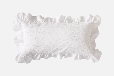 Delicata Boudoir Pillow Cover, Geometric, White, 24" x 12"