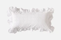 Delicata Boudoir Pillow Cover, Geometric, White, 24" x 12"