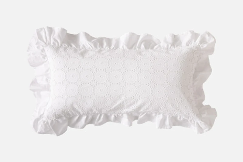 Delicata Boudoir Pillow Cover, Geometric, White, 24" x 12"