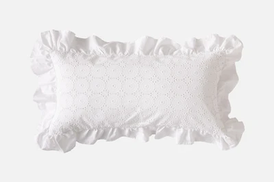 Delicata Boudoir Pillow Cover, Geometric, White, 24" x 12"