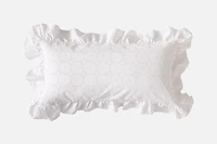 Delicata Boudoir Pillow Cover, Geometric, White, 24" x 12"