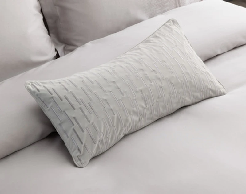 Renley Boudoir Pillow Cover, Geometric, Grey, 24" x 12"