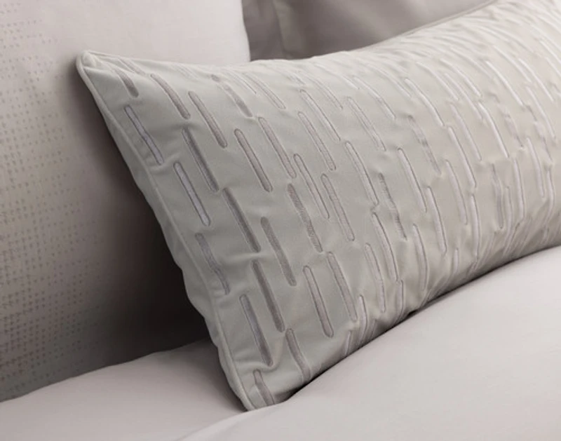 Renley Boudoir Pillow Cover, Geometric, Grey, 24" x 12"