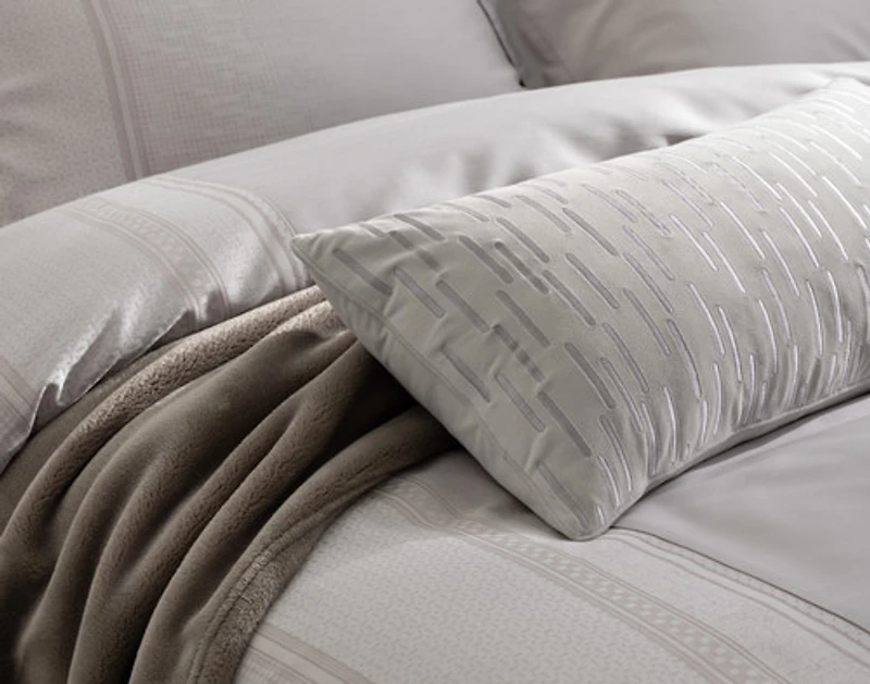 Renley Boudoir Pillow Cover, Geometric, Grey, 24" x 12"