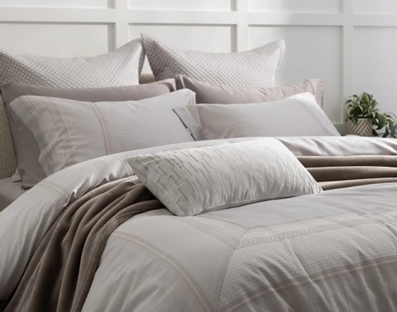 Renley Boudoir Pillow Cover, Geometric, Grey, 24" x 12"