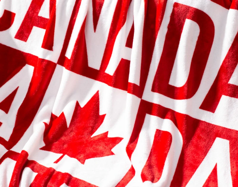 Canada Check Fleece Throw, Scenic, White