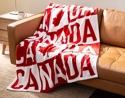 Canada Check Fleece Throw, Scenic, White