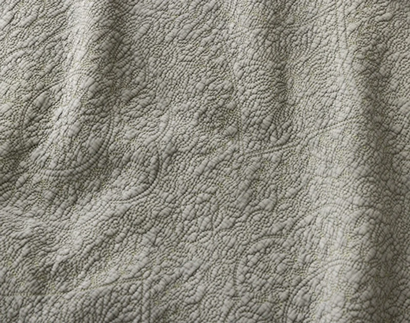 Donegal Cotton Quilt Set, Textured, Green,