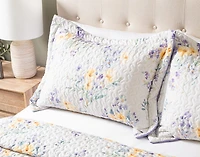 Clara Recycled Polyester Coverlet Set, Floral, White,