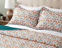 Autumn Drift Recycled Polyester Coverlet Set, Botanical, White,