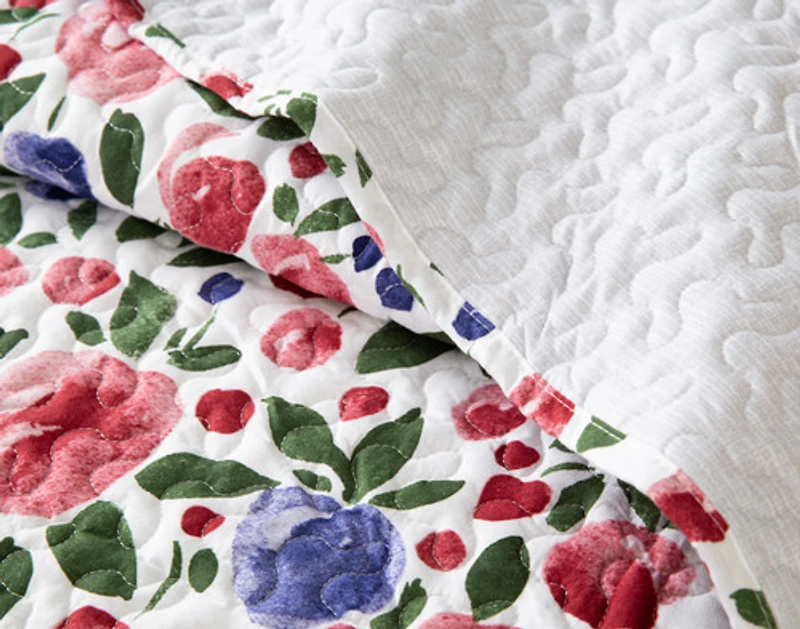 Dorothia Recycled Polyester Coverlet Set, Floral, Pink,