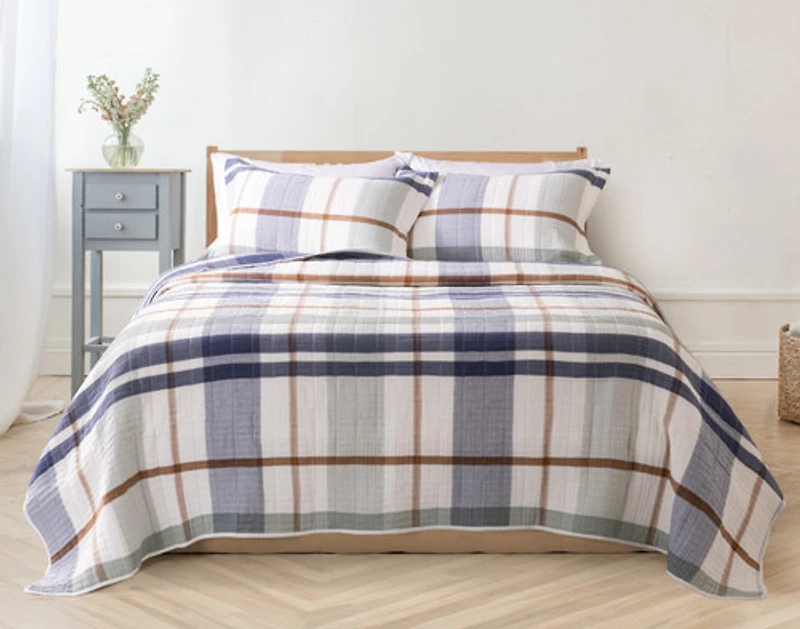 Finn Quilt Set, Geometric, Blue,