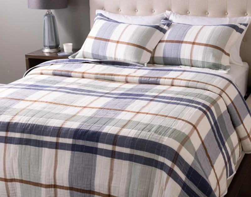 Finn Quilt Set, Geometric, Blue,