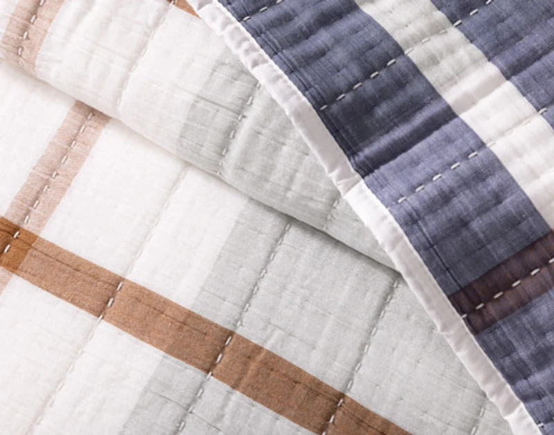 Finn Quilt Set, Geometric, Blue,