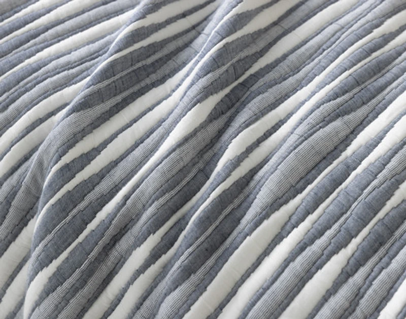 Tidemark Quilt Set, Textured, Blue,