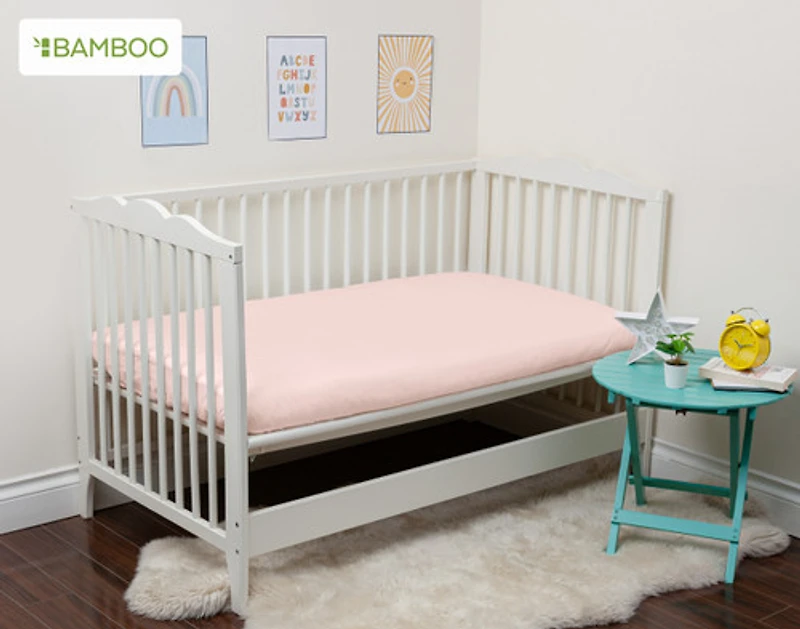 Crib-Sized Bamboo Cotton Bedding Bundle - Petal, Pink