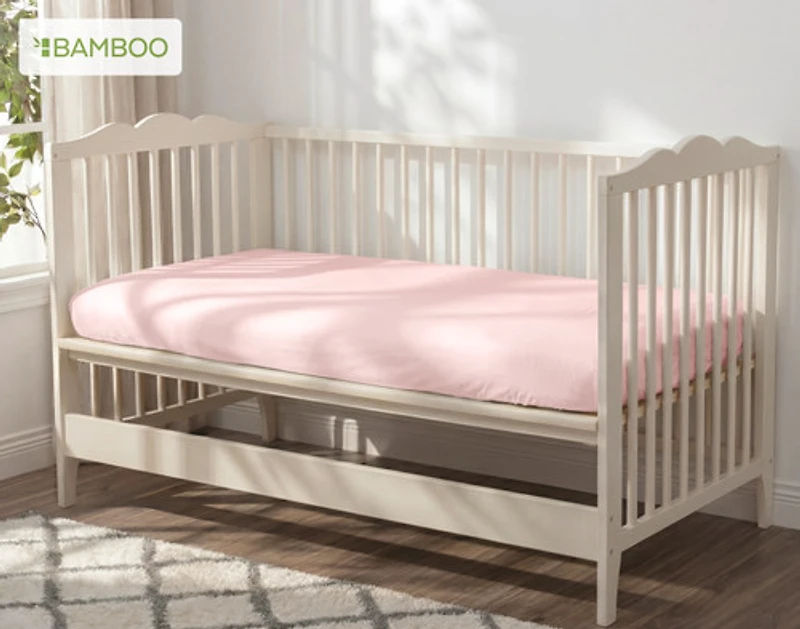 Crib-Sized Bamboo Cotton Bedding Bundle - Petal, Pink