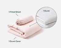 Crib-Sized Bamboo Cotton Bedding Bundle - Petal, Pink