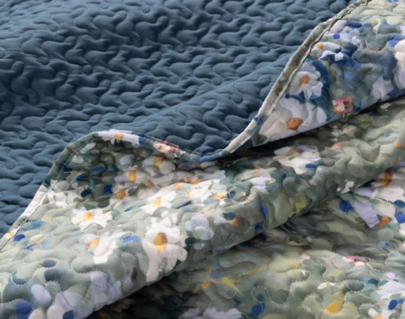 Winslow Recycled Polyester Coverlet Set, Floral, Green,