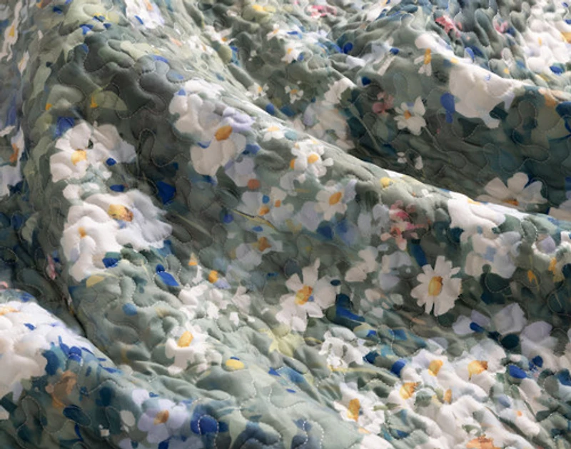 Winslow Recycled Polyester Coverlet Set, Floral, Green,