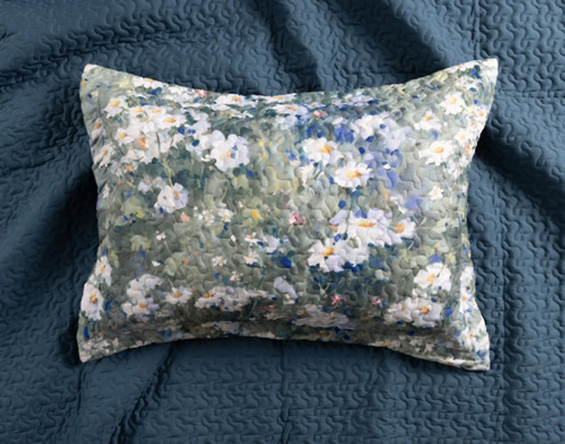 Winslow Recycled Polyester Coverlet Set, Floral, Green,