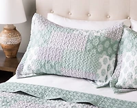 Nora Recycled Polyester Coverlet Set, Floral, Green,