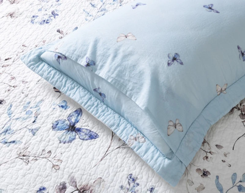 Alma Cotton Quilt Set, Floral, Blue,